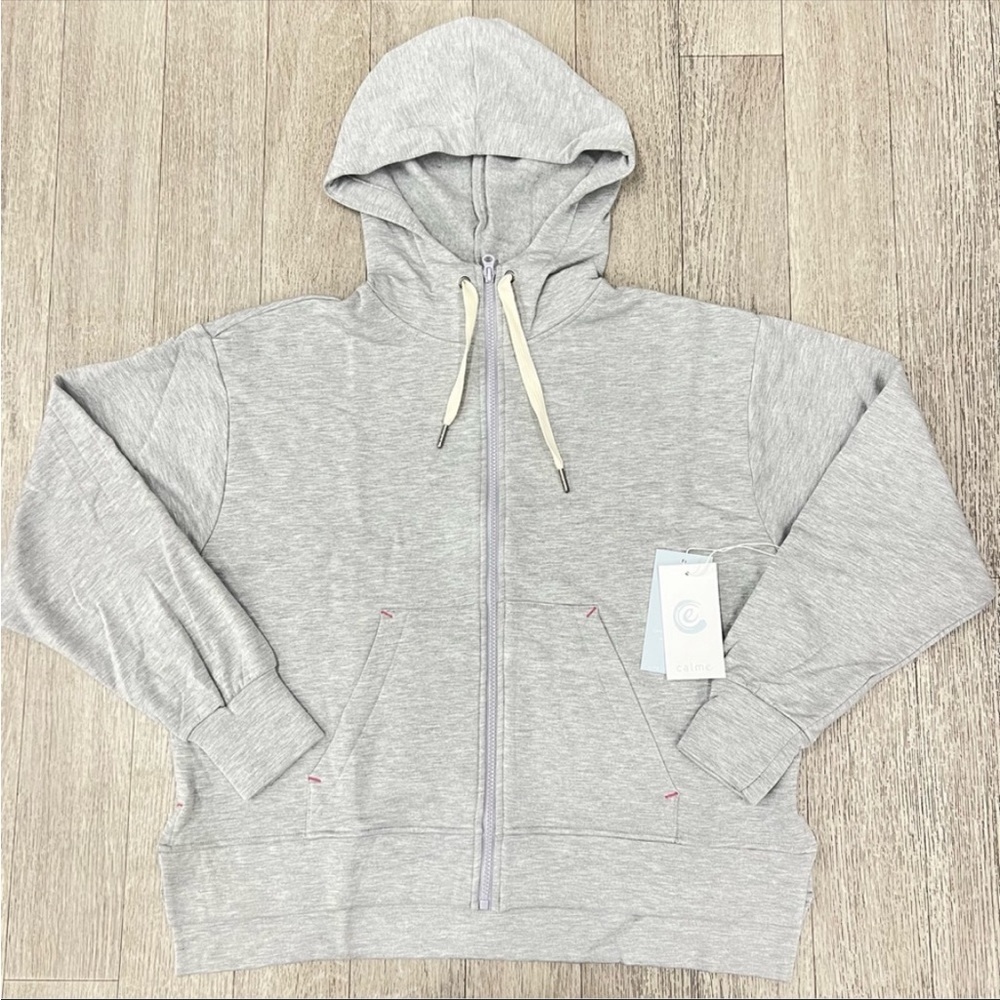 Johnny Was • Calme Heather Grey Zip Up Micro Modal Hoodie